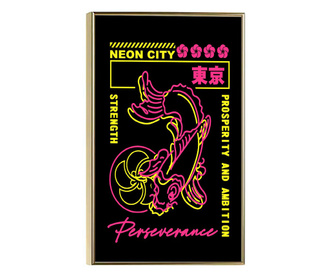 Plakat w ramce, Neon City, 80x60 cm, złota rama