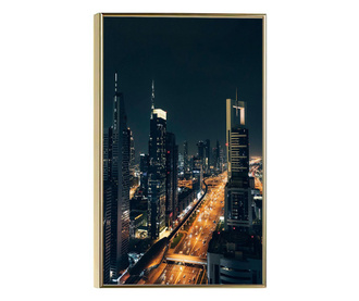 Plakat w ramce, Night Buildings, 21 x 30 cm, złota rama