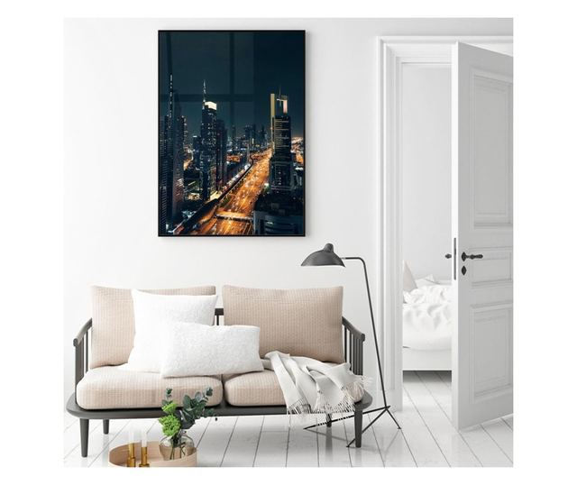 Uokvireni Plakati, Night Buildings, 80x60 cm, Crni okvir