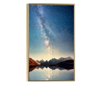 Plakat w ramce, Night Sky Landscape, 21 x 30 cm, złota rama