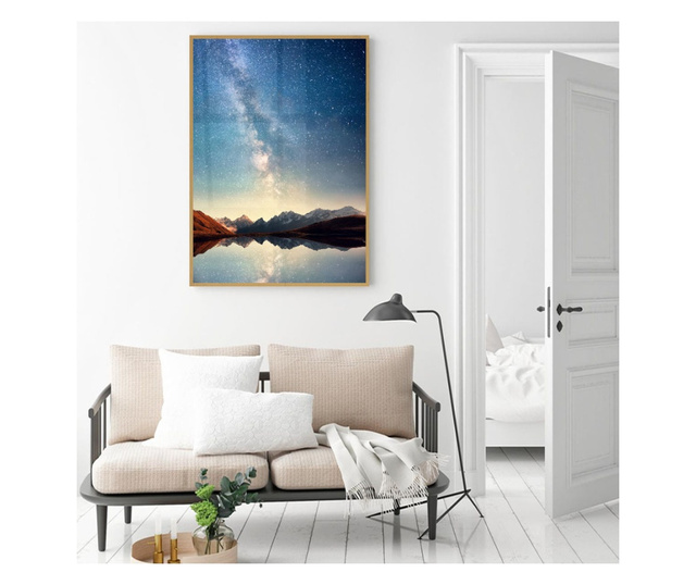 Plakat w ramce, Night Sky Landscape, 80x60 cm, złota rama