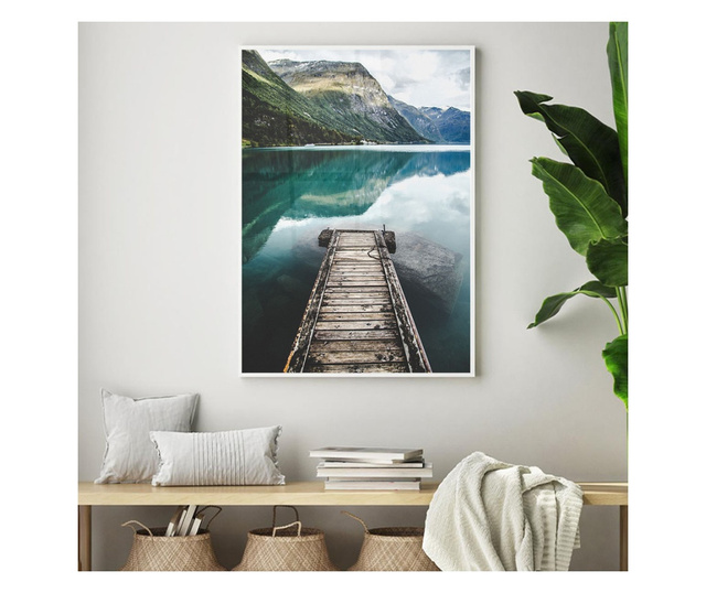 Plakat w ramce, Norway Lake, 60x40 cm, biała ramka