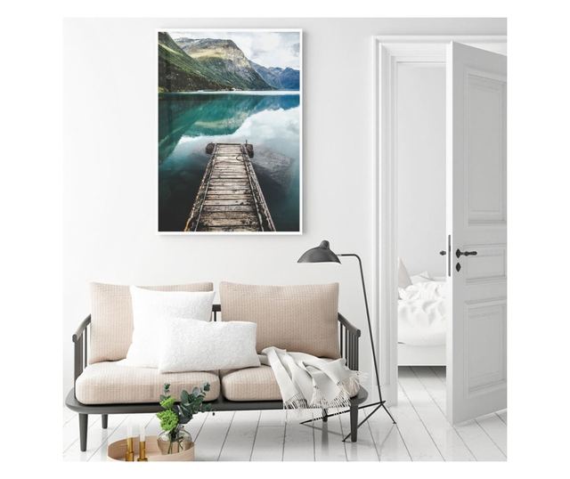 Uokvireni Plakati, Norway Lake, 80x60 cm, Bijeli okvir