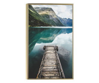 Plakat w ramce, Norway Lake, 50x 70 cm, złota rama
