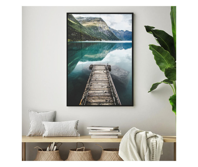 Plakat w ramce, Norway Lake, 21 x 30 cm, czarna ramka