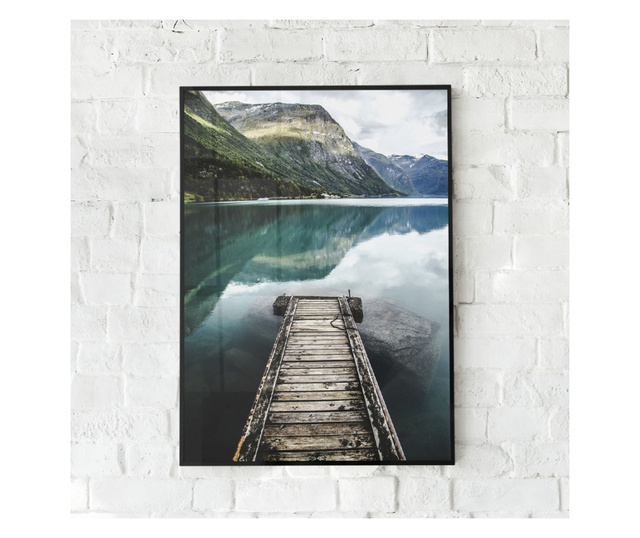 Plakat w ramce, Norway Lake, 80x60 cm, czarna ramka