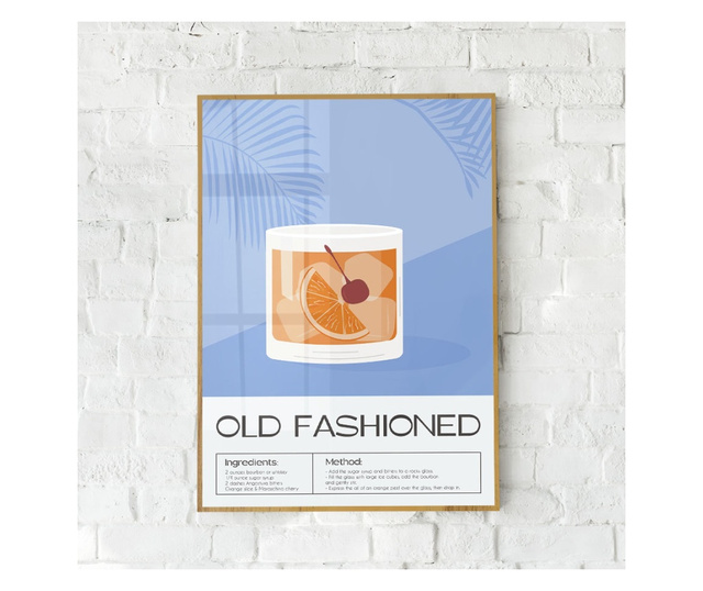 Plakat w ramce, Old Fashioned, 42 x 30 cm, złota rama