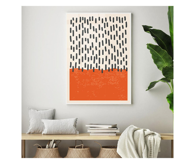 Plakat w ramce, Orange Background With Black Lines, 50x 70 cm, biała ramka