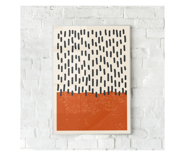 Plakat w ramce, Orange Background With Black Lines, 50x 70 cm, biała ramka