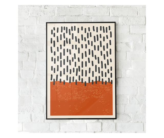 Uokvireni Plakati, Orange Background With Black Lines, 42 x 30 cm, Crni okvir