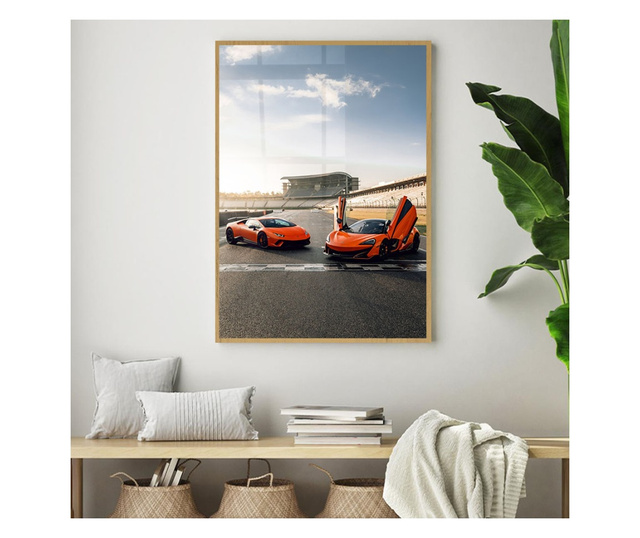 Uokvireni Plakati, Orange Supercar, 80x60 cm, Zlatni okvir