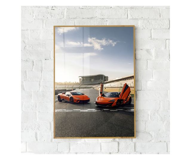 Uokvireni Plakati, Orange Supercar, 80x60 cm, Zlatni okvir