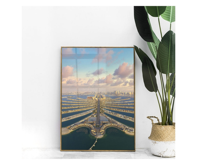 Uokvireni Plakati, Palm Dubai, 80x60 cm, Zlatni okvir
