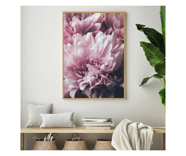 Uokvireni Plakati, Pastel Pink Flowers, 60x40 cm, Zlatni okvir