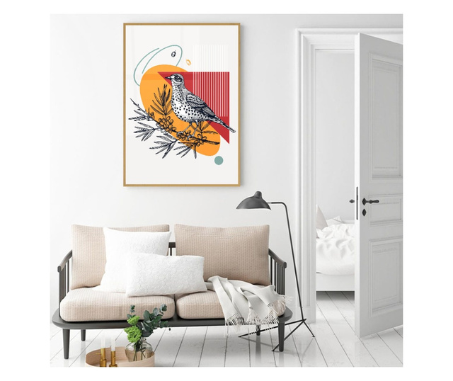 Uokvireni Plakati, Perching Bird, 80x60 cm, Zlatni okvir