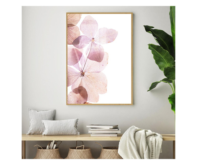 Plakat w ramce, Pink Hydrangea Flowers, 60x40 cm, złota rama