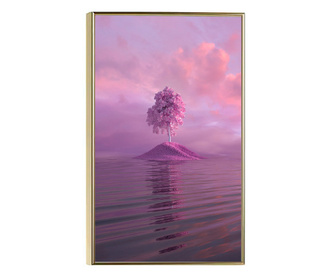 Plakat w ramce, Pink landscape, 42 x 30 cm, złota rama