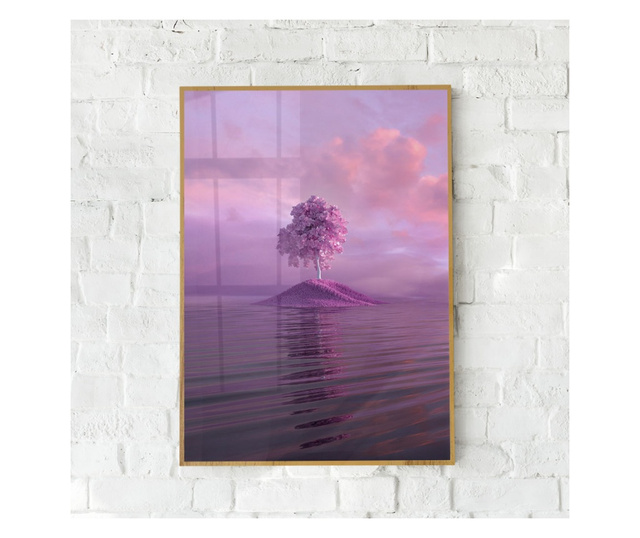 Plakat w ramce, Pink landscape, 42 x 30 cm, złota rama