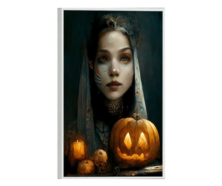 Tablou Poster Inramat, Pumpkin Girl, 80x60 cm, Rama Alba