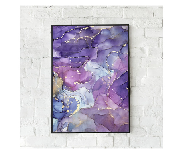 Uokvireni Plakati, Purple Abstract Marble, 60x40 cm, Crni okvir