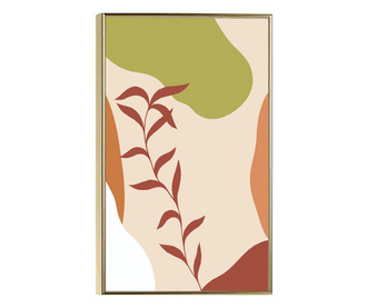 Uokvireni Plakati, Red Leaves on Minimal Background, 21 x 30 cm, Zlatni okvir