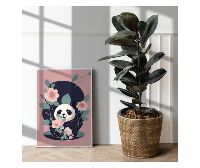 Uokvireni Plakati, Rose Panda, 42 x 30 cm, Bijeli okvir