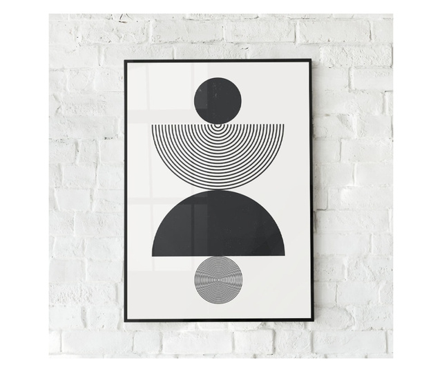 Plakat w ramce, Semi cerc alb negru, 80x60 cm, czarna ramka