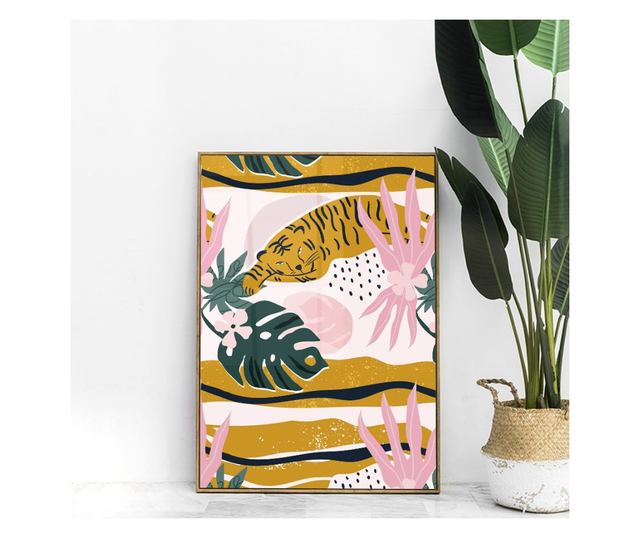 Uokvireni Plakati, Tiger Pattern, 42 x 30 cm, Zlatni okvir