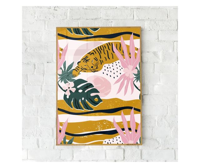 Uokvireni Plakati, Tiger Pattern, 42 x 30 cm, Zlatni okvir