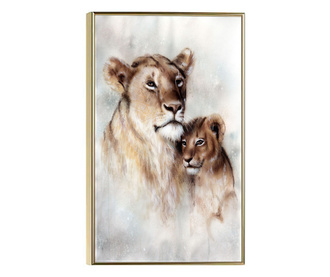 Uokvireni Plakati, Tigers Drawing, 80x60 cm, Zlatni okvir