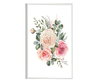 Plakat w ramce, Trandafiri Roz, 80x60 cm, biała ramka