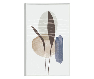 Plakat w ramce, Two Leaves on Minimal Background, 80x60 cm, biała ramka