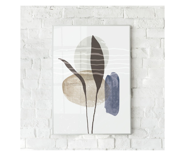 Plakat w ramce, Two Leaves on Minimal Background, 80x60 cm, biała ramka