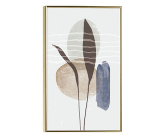 Plakat w ramce, Two Leaves on Minimal Background, 60x40 cm, złota rama