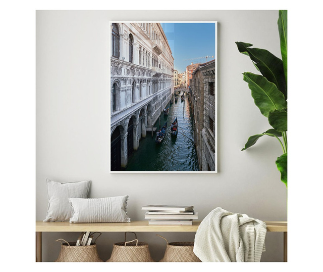 Plakat w ramce, Venice Canal, 80x60 cm, biała ramka