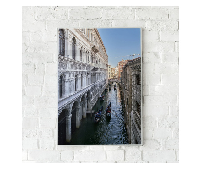Plakat w ramce, Venice Canal, 80x60 cm, biała ramka
