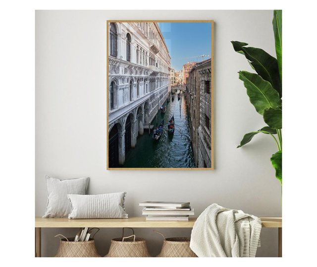 Plakat w ramce, Venice Canal, 60x40 cm, złota rama