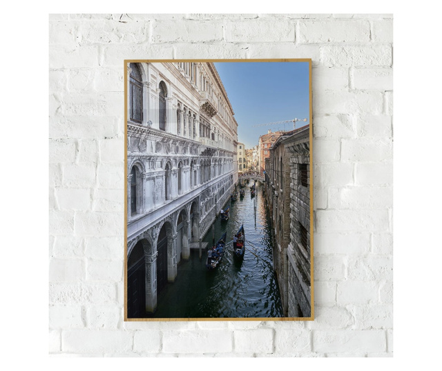 Plakat w ramce, Venice Canal, 21 x 30 cm, złota rama