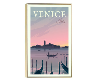 Uokvireni Plakati, Venice Lake, 80x60 cm, Zlatni okvir