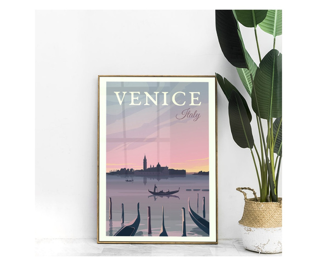 Uokvireni Plakati, Venice Lake, 21 x 30 cm, Zlatni okvir
