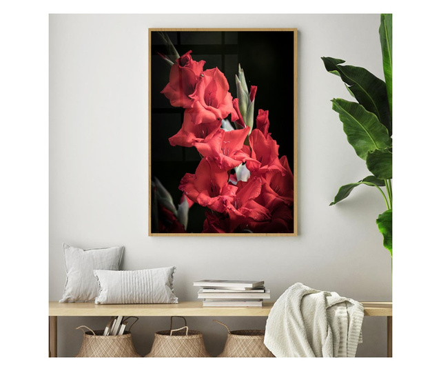 Plakat w ramce, Vibrant Red Flowers, 50x 70 cm, złota rama
