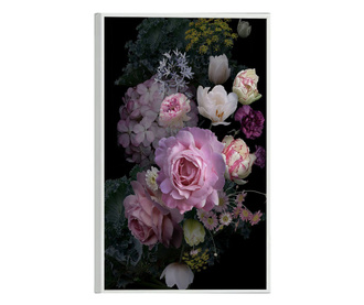 Plakat w ramce, Vintage Garden Flowers, 60x40 cm, biała ramka
