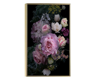 Plakat w ramce, Vintage Garden Flowers, 60x40 cm, złota rama