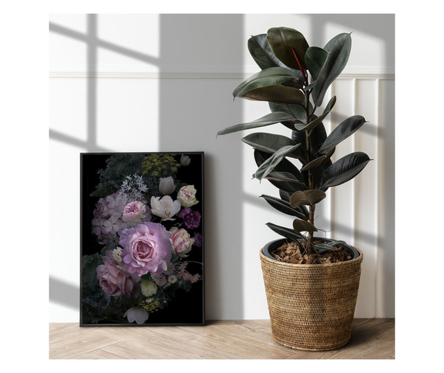 Plakat w ramce, Vintage Garden Flowers, 80x60 cm, czarna ramka