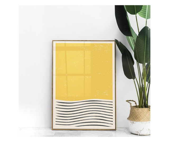 Plakat w ramce, Wave Lines Pattern, 80x60 cm, złota rama