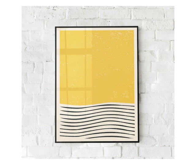 Plakat w ramce, Wave Lines Pattern, 80x60 cm, czarna ramka