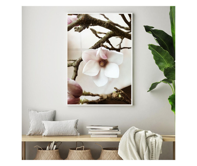 Plakat w ramce, White Flower Tree, 21 x 30 cm, biała ramka