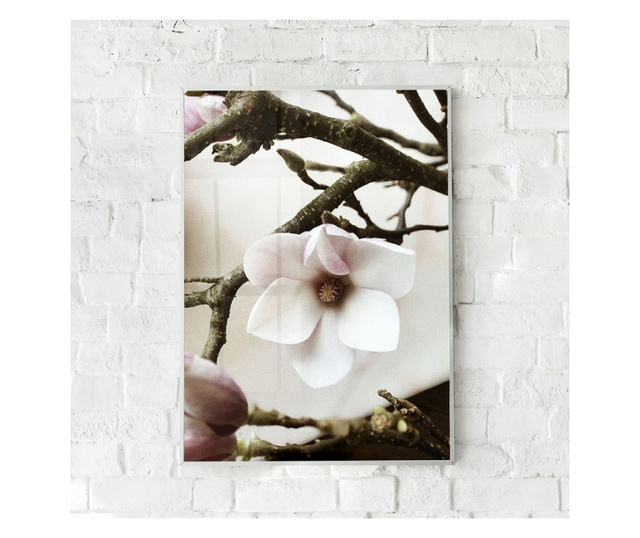 Plakat w ramce, White Flower Tree, 21 x 30 cm, biała ramka