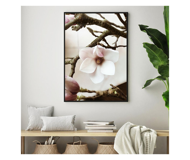 Plakat w ramce, White Flower Tree, 50x 70 cm, czarna ramka