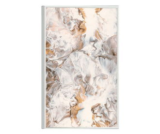 Plakat w ramce, White Gold Abstract, 50x 70 cm, biała ramka